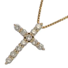 0.37ct/クロスモチーフ･ダイヤモンド ネックレス ペンダント/K18PG/750-2.8g/ピンクゴールド 【♀】【S】【レディース】★■603370【中古】