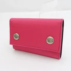 PRADA / プラダ ◆6連キーケース ナイロン レザー ピンク 黒 ギャランティ M222 【KEY/キー/鍵】 ブランド【中古】 