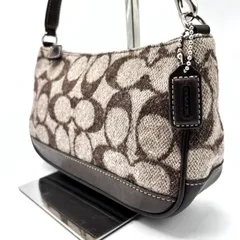 【良品】COACH Y2K signature wool brown leather shoulder bag unisex コーチ ショルダーバッグ