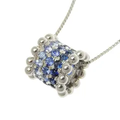 【返品OK】合計0.75ct 天然サファイア ネックレス 60cm K18WG レディース 18K 18金 ホワイトゴールド 金無垢 青色 ブルー カラーグラデーション【送料無料】【中古】