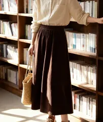 コーデュロイ ロング スカート ブラウン/L/66