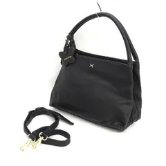 HANAE MORI / ハナエモリ ■２WAY　ショルダー　ハンドバッグ　レザー　黒 【バッグ/バック/BAG/鞄/カバン】 ブランド【中古】 