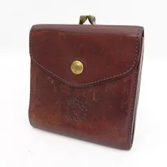 IL BISONTE / イルビゾンテ ◆二つ折り財布/がま口/ロゴ/レザー/ブラウン 【財布/サイフ/ウォレット/wallet/コイン】 メンズファッション【中古】 