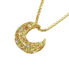 【返品OK】月モチーフ マルチカラーストーン ネックレス 45cm K18YG レディース 18K 18金 イエローゴールド ムーン 金無垢【送料無料】【中古】