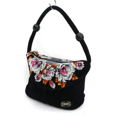 FEILER / フェイラー ■シュニール織 花柄 ミニ ハンドバッグ　ポーチ　ブラック 【バッグ/バック/BAG/鞄/カバン】 ブランド【中古】 