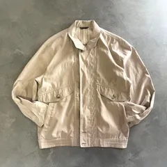 【I-6】ベージュ　ブルゾン　LL メンズ　ジャケット　スタンドカラー　シンプル　ライトアウター　古着