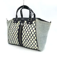 DIESEL / ディーゼル ■トートバッグ　２WAY　ショルダー　アイボリー　ブラック　キャンバス 【バッグ/バック/BAG/鞄/カバン】 ブランド【中古】 