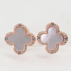 美品 プラスヴァンドーム PV シェル フラワー イヤリング/25-3220