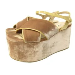 ミュウミュウ miumiu ベルベット 厚底サンダル プラットフォーム ピンク 37.5 約24cm～24.5cm ■MNK5