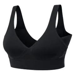 ノンワイヤーブラ 脇汗パッド付き メッシュ 防水 通気性 伸縮性 汗染み防止 ブラジャー ナイトブラ スポーツブラ ルームブラ オールシーズン ブラック 黒 ha-010