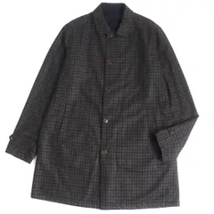 【ドンドン見直し】未使用品▼Loro Piana ロロピアーナ チェック柄 レザー使い カシミヤ混 リバーシブル ステンカラーコート XL メンズ 茶×黒 伊製 正規品