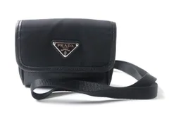 【ドンドン見直し】極美品★ プラダ 2ZT022 Re Nylon xサフィアーノレザー ミニポーチ トライアングルロゴ付き ブラック レディース イタリア製