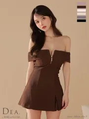 ブラウン [DE4217-IV-2507]【DEA. by ROBE de FLEURS/ディアバイローブドフルール】バストジップ/ オフショル/ 半袖/ セットアップ/ フレア/ ミニドレス/ キャバドレス/ ナイトドレス/ angelR
