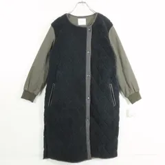 【新品タグ付】アーノルドパーマー★中わたコート サイズM 黒×緑系 ボア&ナイロン♪ワンポイント z17752