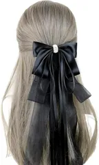 SCGEHA 髪飾り リボン バレッタ ヘアアクセサリー ヘッドドレス ゴスロリ ロリータ お姫様 森ガール ブラック (Black)