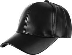 SCGEHA レザーキャップ メンズ 帽子 レディース 合皮 大きいサイズ 深め (ブラック,  S-L)