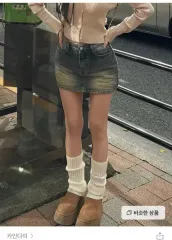 骨盤ボリュームアップ ヴィンテージウォッシュ デニムスカート キュロット_骨盤パット ハイウエストスカート