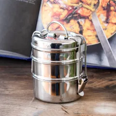 3段インド弁当箱 【高さ：約13cm】 / 弁当箱 3段 弁当箱 インド 弁当箱 ランチボックス ダッバーワーラー ステ