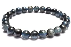 【１点物】南アフリカ産◇金属シラー ブラックアクアマリン　7mm　ブレスレット パワーストーン 天然石 _MC4932