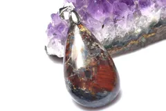 【１点物】シルバー925◇美しいシャトヤンシー ブルーピーターサイト　33x20mm　ドロップ ペンダントトップ パワーストーン 天然石 _PC9290