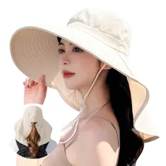 撥水加工 吸汗 通気性 小顔 紫外線対策 日除け帽子 日焼け防止 uvカット帽子 完全遮光 あご紐 【12cm超つば広・360度UVカット・首筋しっかり守る】接触冷感 自転車 レディース 登山 帽子 海辺 UVカット 農作業 [YUMISS] 日除けハット