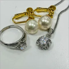 A【まとめ売り】パール 真珠 ネックレス 指輪 イヤリング ジルコニア アクセサリー 小物 入学式 卒業式