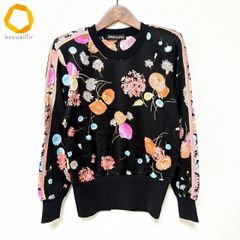 美品】LEONARD レオナール✨金ボタン 花柄カーディガン ブラック L