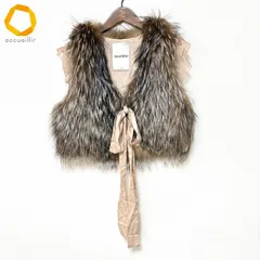 #wnc ヴァレンティノ VALENTINO ベスト ジレ ベージュ 薄ピンク フォックスファー シルク フリル イタリア製 レディース [983835]