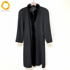 #wnc レリアン Leilian コート 9 黒 カシミヤ ミンク ファー 美品 レディース [984156]