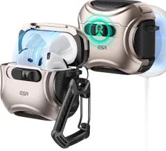 ESR AirPods 4 ケース AirPods 第4世代 ケース(2024) (USB-C) 対応 MagSafe 対応 落下防止ロック イージーオープン Cyberシリーズ デザートチタニウム