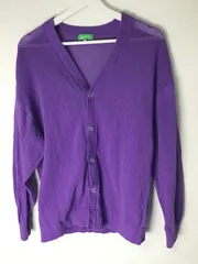 【ライトオン】パープルの透かし編みカーディガン サイズM