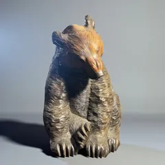 木彫り 熊 置物 クマ 縁起物 彫刻 北海道 民芸 工芸品 木工芸 インテリア 骨董品 アンティーク