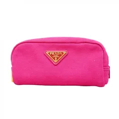 【6ba1409】プラダ ポーチ キャンバス ピンク ゴールド金具【中古】レディース