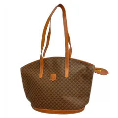 【6ba1449-k】セリーヌ ショルダーバッグ マカダム PVC ブラウン ゴールド金具【中古】レディース