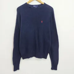 Polo by Ralph Lauren ポロ ラルフローレン ニット セーター 長袖 ポニー 刺繍 古着 vintage 90s トラッド ネイビー系 L B243