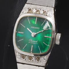 希少 ORIENT 手巻き 腕時計 グリーン文字盤 21石 ヴィンテージ 稼働品