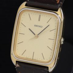 新品電池 稼働 SEIKO 銀無垢ケース 和紙風文字盤QZ メンズ 腕時計 金 