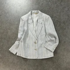 Leilian WURMSER Tailored Jacket レリアン テーラードジャケット シングル リネン/レーヨン ストライプ レディース 9