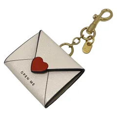 Anya Hindmarch(アニヤハインドマーチ) キーホルダー(チャーム)美品  - アイボリー×レッド ハート レザー