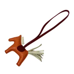 HERMES(エルメス) キーホルダー(チャーム)美品  ロデオチャームPM オレンジ×レッド×アイボリー