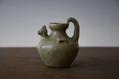 【蔵A5767a】中国古美術　西晋　青磁鶏頭天鶏壺　越州窯　箱付き