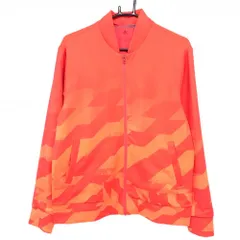 【美品】アディダス ジャケットブルゾン オレンジ×蛍光ピンク 総柄 裏地付 メンズ L ゴルフウェア adidas
