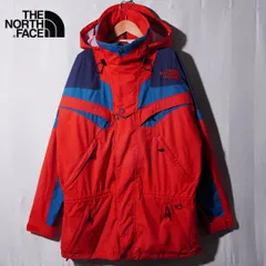 ノースフェイス THE NORTH FACE マウンテンパーカー XL 相当 レッド ネイビー ブルー ロゴ刺繍 オーバーサイズ ビッグシルエット ストリート テック ナイロンジャケット 古着 Z205