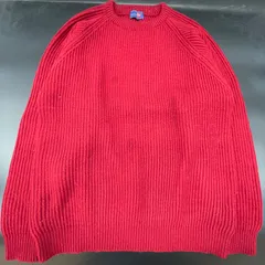 【U-16】dogcigar  メンズ　トップス　ニット　古着　 Lサイズ　ワインレッド  無地　Uネック　シンプル