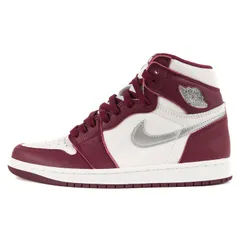 美品 NIKE ナイキ スニーカー サイズ:26.0cm AIR JORDAN 1 RETRO HIGH OG BORDEAUX (555088-611) ボルドー メタリックシルバー US8 レトロハイ シューズ 靴 ブランド ハイカット