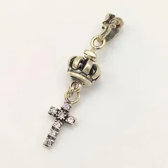 【美品】クラウンクロスペンダントトップ　ピンクストーン　SILVER　シルバー925　2.4g