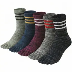 5足セット 靴下 メンズ 五本指ソックス 綿 フリーサイズ 24cm～28cm対応 男性 中厚手 作業用 蒸れない 水虫対策 破れにくい 丈夫な靴下 スポーツ 登山 紳士 ビジネス 