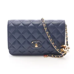 シャネル CHANEL ショルダーバッグ マトラッセ ネイビー ラムスキン（羊革） マトラッセ チェーンウォレット レディース Used A