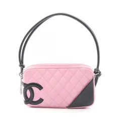 シャネル CHANEL ハンドバッグ カンボンライン ピンク/ブラック ラムスキン（羊革） カンボン アクセサリーポーチ レディース Used A