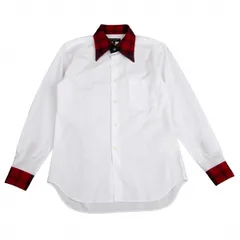 コムデギャルソン オムプリュスCOMME des GARCONS HOMME PLUS タータンチェック切替シャツ 白赤XS
